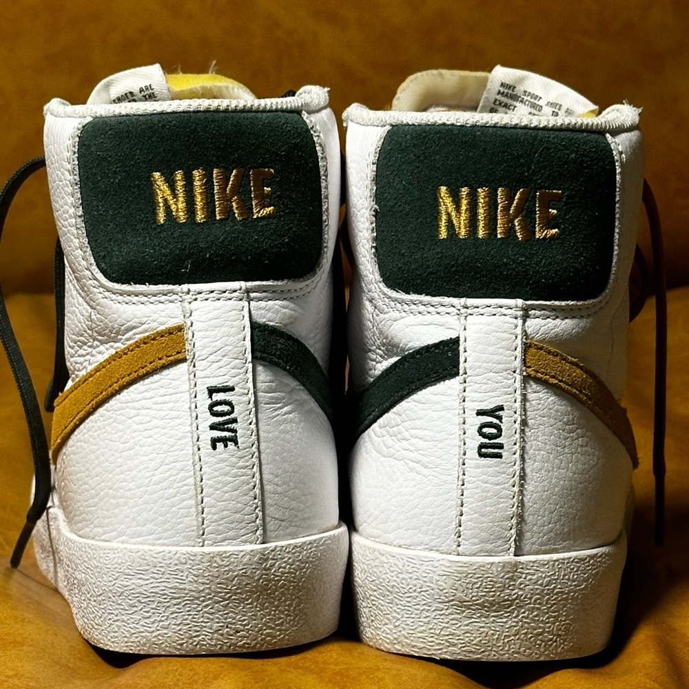 Nike Blazers custom gold and forest green size 8